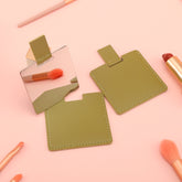 1 PC Square Sliding Single-Sided Makeup Mirror Stainless Steel With Leather Exterior Portable Compact Design Ideal For Precision Makeup Perfect Gift For Mother Daughter Sister Girlfriend Suitable For Home Office Travel And More